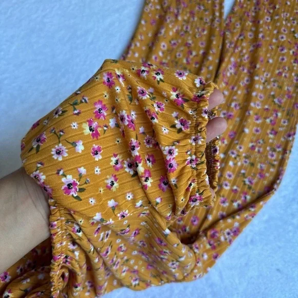 Charming Mustard Floral Kids Jumpsuit - Picture 8 of 9